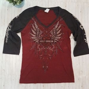 HARLEY DAVIDSON | Spellout Sleeve 3/4 Shirt